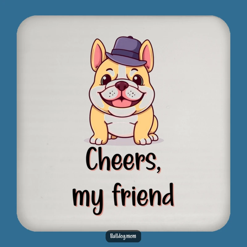 Funny Bulldog Coaster: Grinning Hat Tip Table Protector Gift