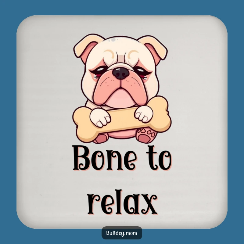 Funny Kawaii Bulldog Droopy Eyes Coaster - Cute Puppy Cuddling Bone Protection