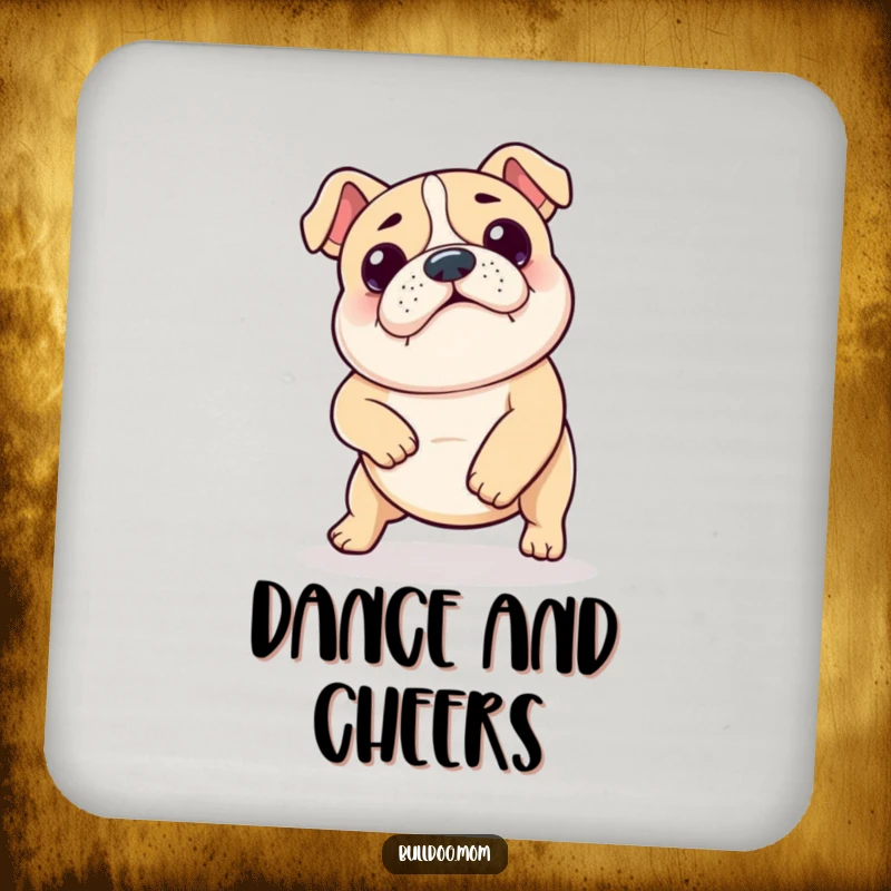Funny Kawaii Bulldog Shuffle Coaster: Cute bulldog doing a funny dance, adding playful humor and charm to tabletops.