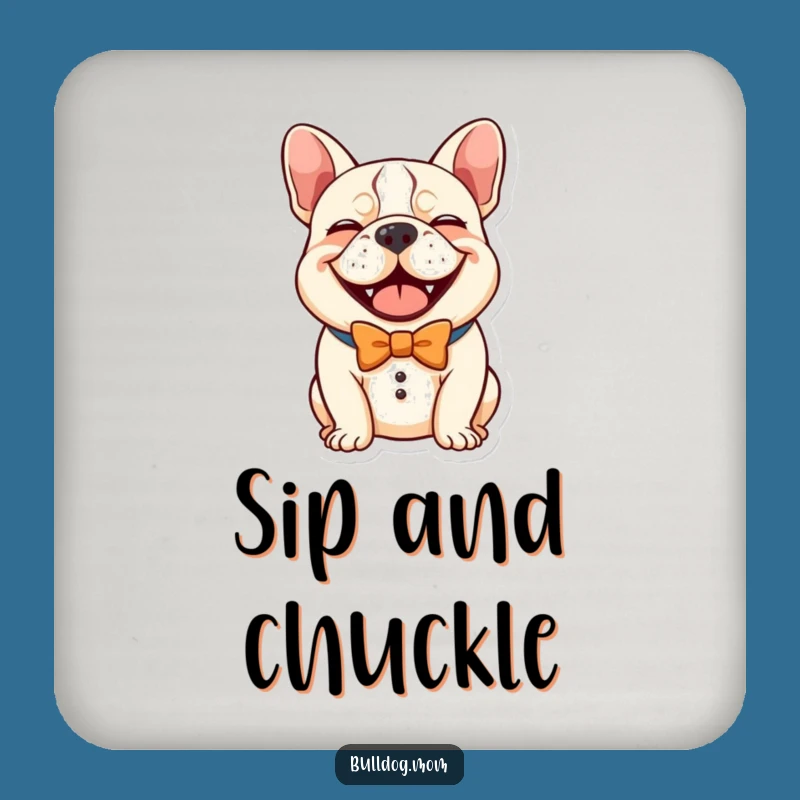 Protect with a Smile: Funny Kawaii Bulldog Bow Tie Coaster
