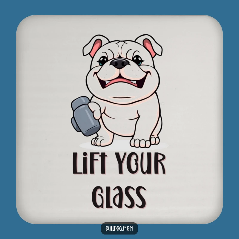 Protect Your Surface: Funny Kawaii Bulldog Dumbbell Coaster