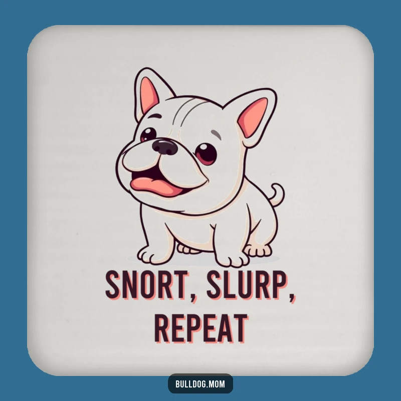 Funny Kawaii Bulldog Drink Coaster: Happy Snort Table Protector