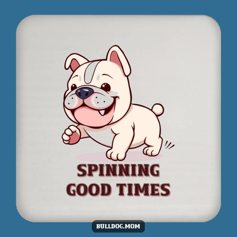 Funny Kawaii Bulldog Drink Coaster: Tail Chasing Table Protection