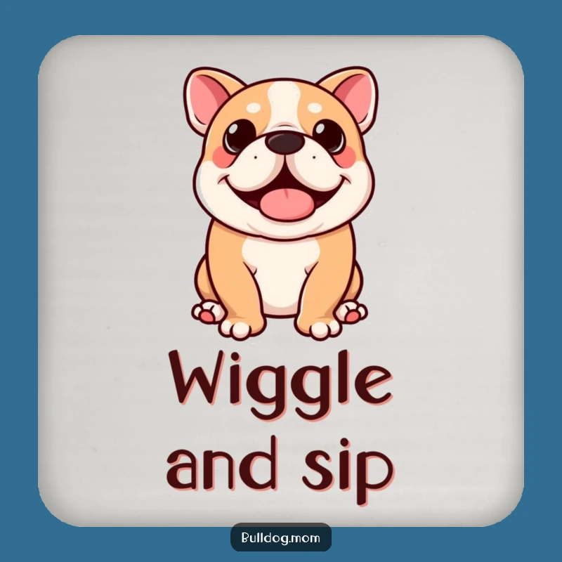 Funny Kawaii Bulldog Coaster: Protect Surfaces with Joy, a Small Dog Gift