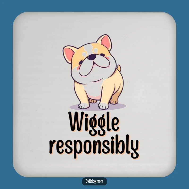 Funny Kawaii Bulldog Coaster Set - Happy Chubby Dog Drink Gift