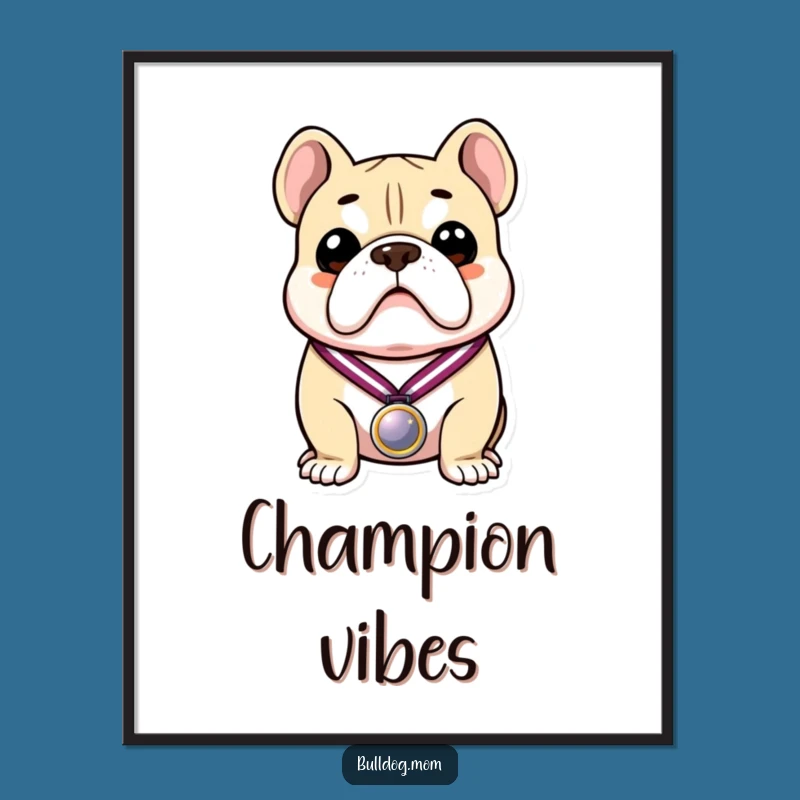 Funny Bulldog Proud Medal Victory Poster: Humorous Wall Art for Champions