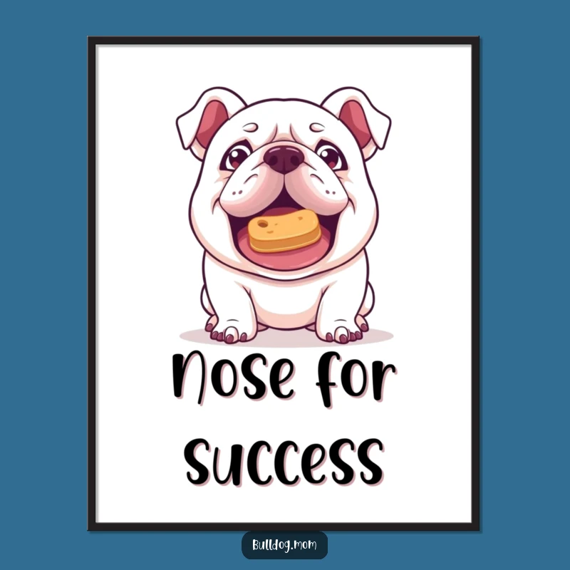 Funny Kawaii Bulldog Treat Balance Poster - Mischievous Puppy Art