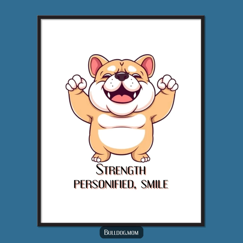 Funny Bulldog Flex Poster: Muscular Dog Art Gift
