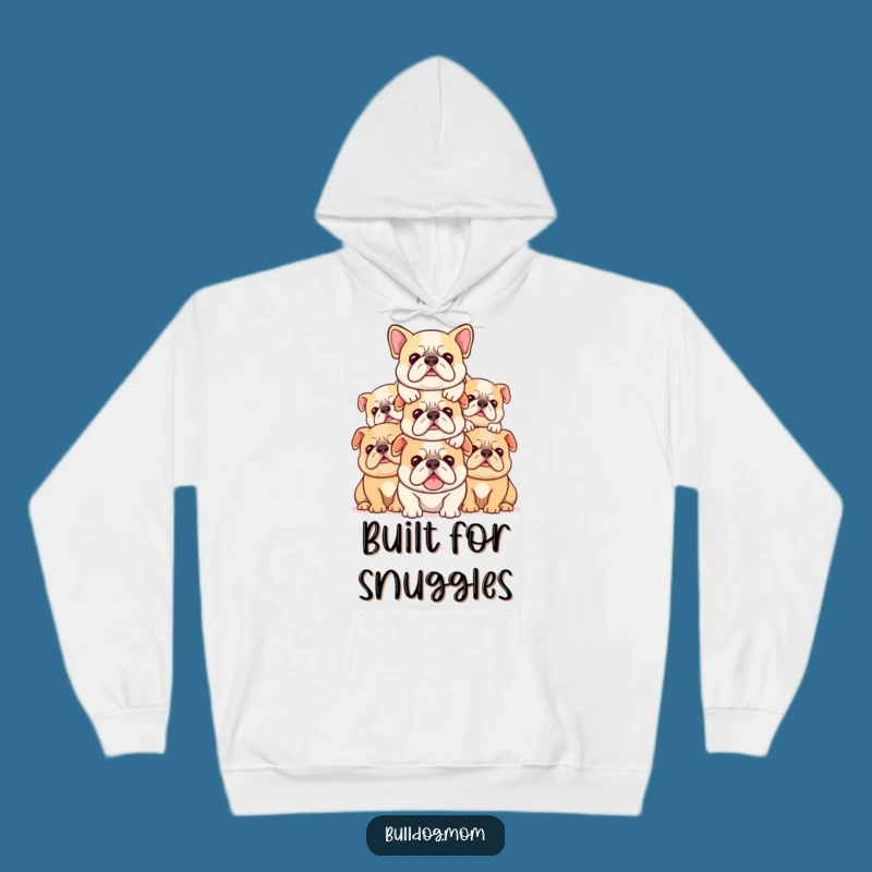 Cozy Funny Kawaii Bulldog Pile-Up Hoodie: Warm & Hilarious Comfort