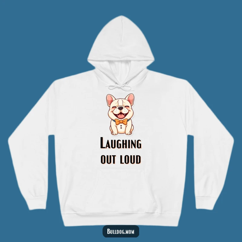 Cozy Chuckles: Funny Kawaii Bulldog Bow Tie Hoodie