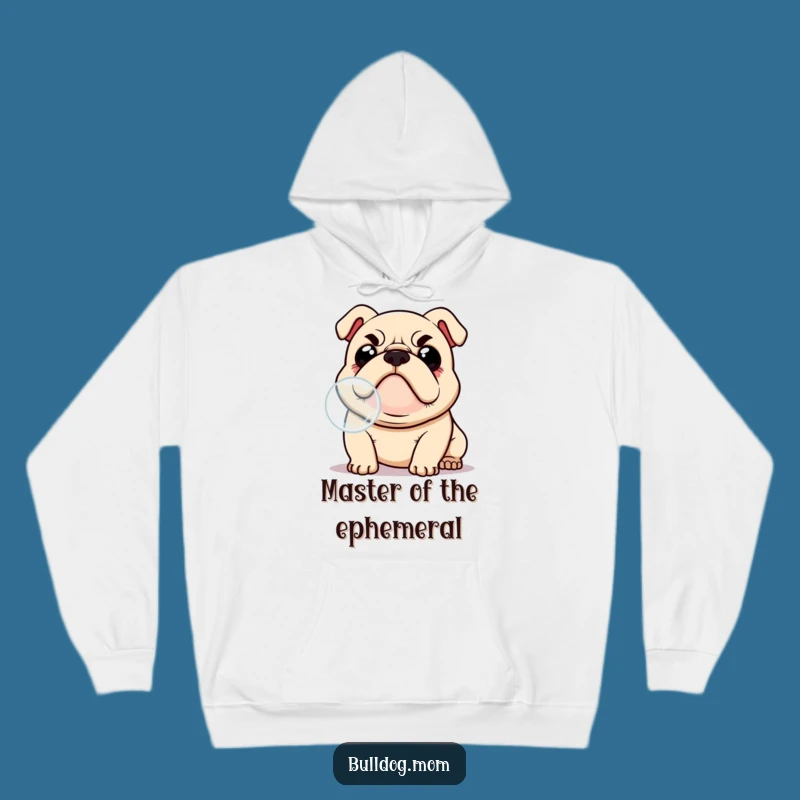 Cozy Funny Kawaii Bulldog Hoodie, Warm & Humorous Bubble Catcher Sweatshirt
