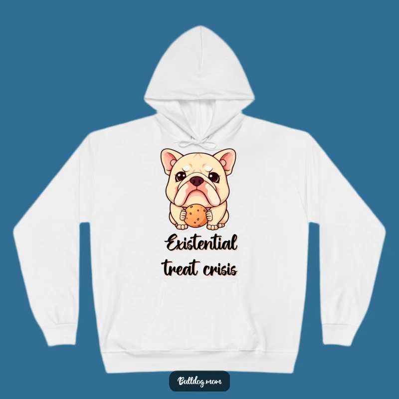 Funny Kawaii Bulldog Hoodie: Cozy Confusion over Treats, Ultimate Funny Dog Lover Gift