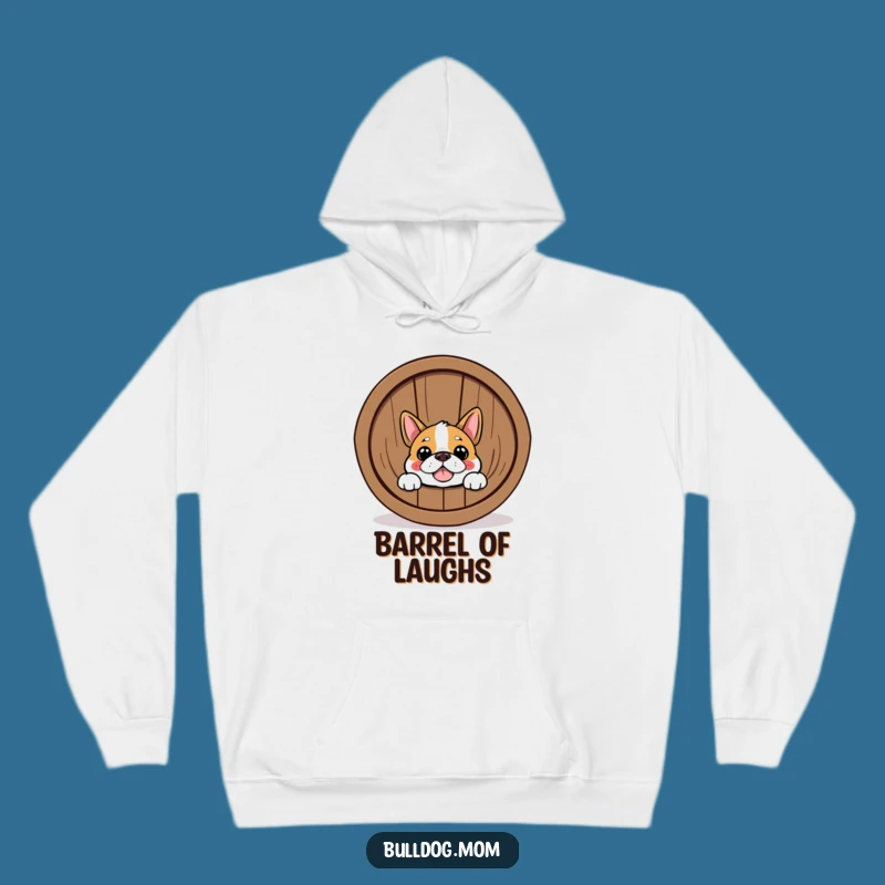Funny Bulldog Barrel Peek Hoodie: Cozy Surprise for Humorous Comfort