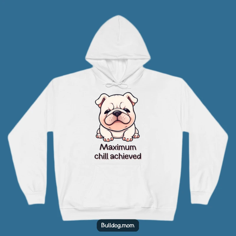 Funny Kawaii Bulldog Hoodie: Cozy Flopped Down Sigh, Perfect Comedic Warmth