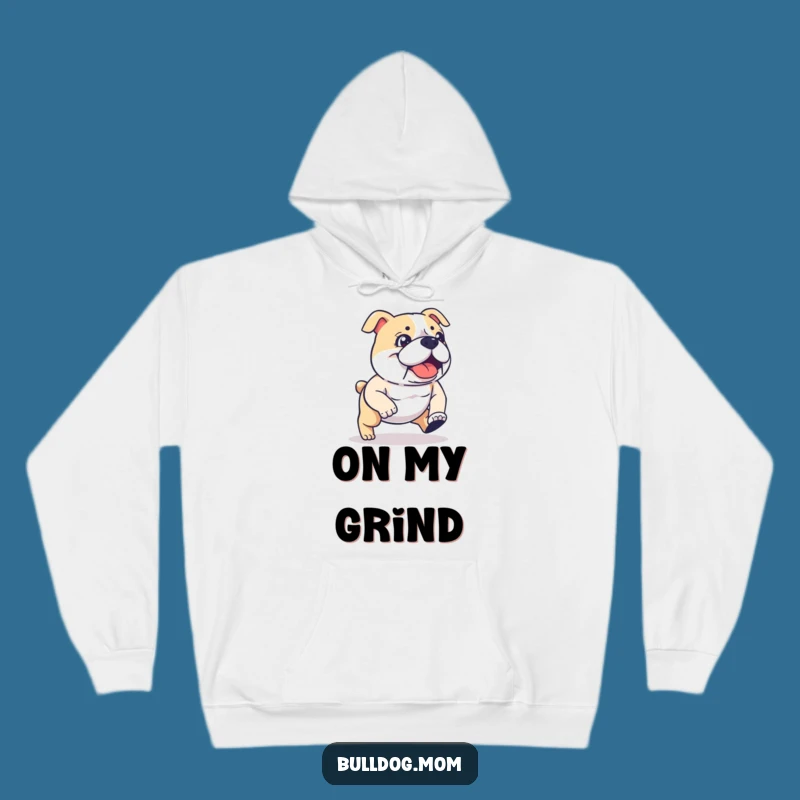 Funny Kawaii Bulldog Hoodie: Determined Stride for Cozy Humor