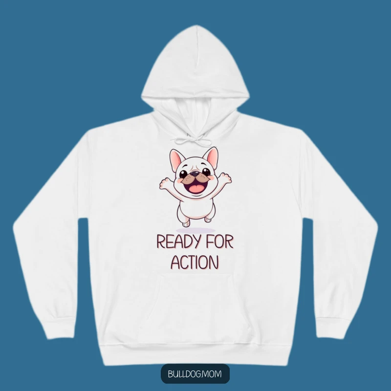 Funny Kawaii Bulldog Jump Hoodie: Cozy Hilarious Gift for Dog Lovers!