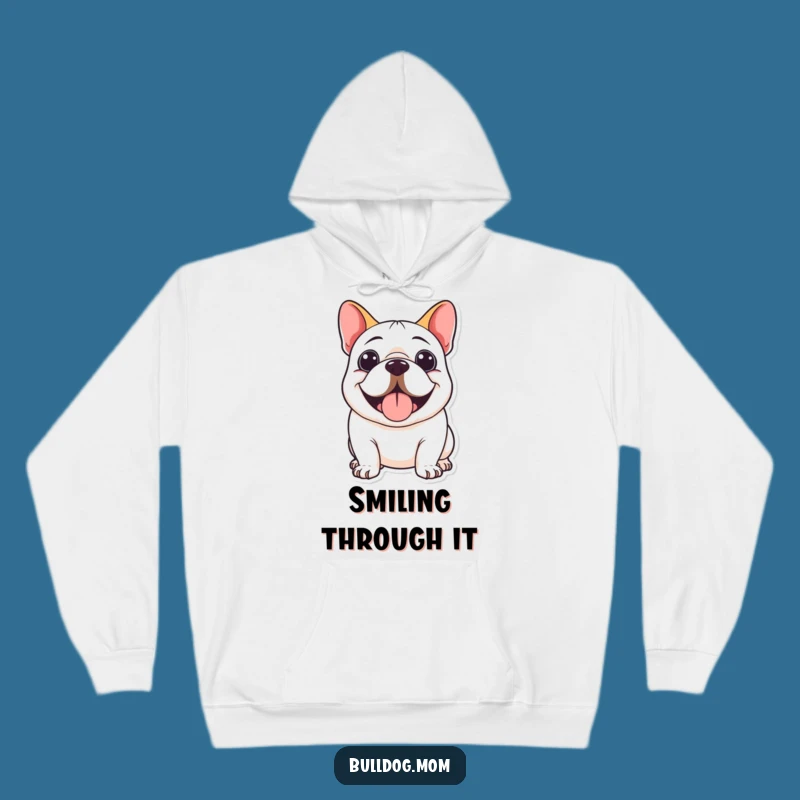 Funny Kawaii Bulldog Smile Hoodie: Cozy Hilarious Gift for Happy Souls!