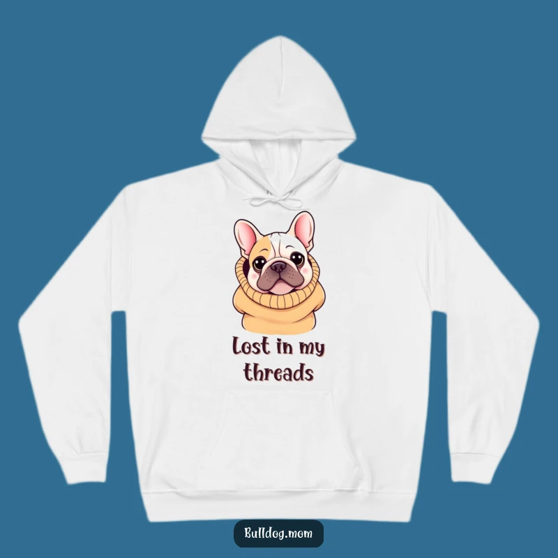 Cozy Funny Kawaii Bulldog Hoodie: Oversized Sweater Peek