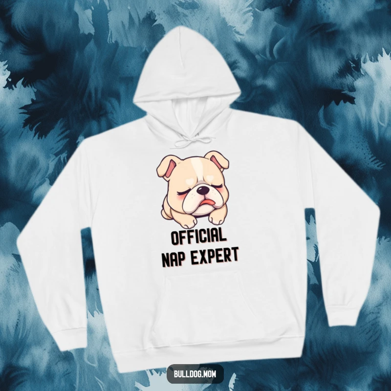 Funny Hoodie with a darling Kawaii bulldog in a deep, humorous sleep, tongue adorably peeking out, promising cozy comfort.