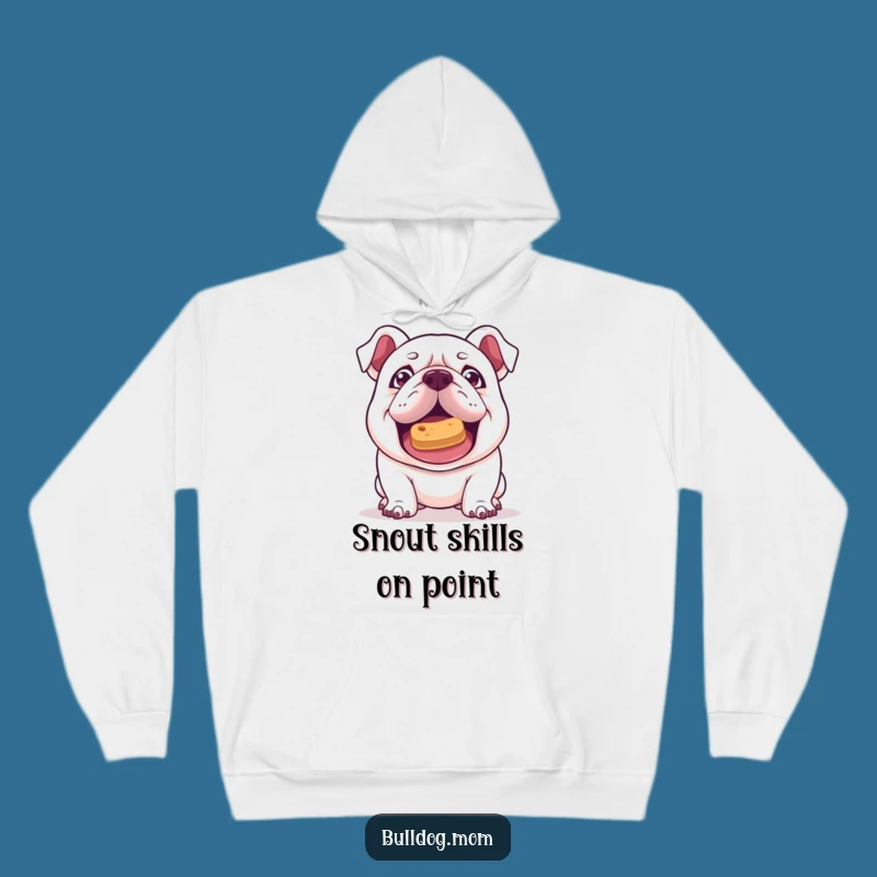 Funny Kawaii Bulldog Treat Balance Hoodie - Cozy Mischievous Puppy