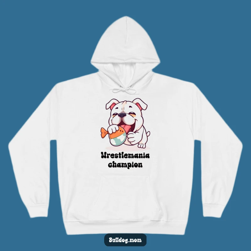 Cozy Funny Kawaii Bulldog Hoodie: Enthusiastic Toy Wrestling Warm Wear