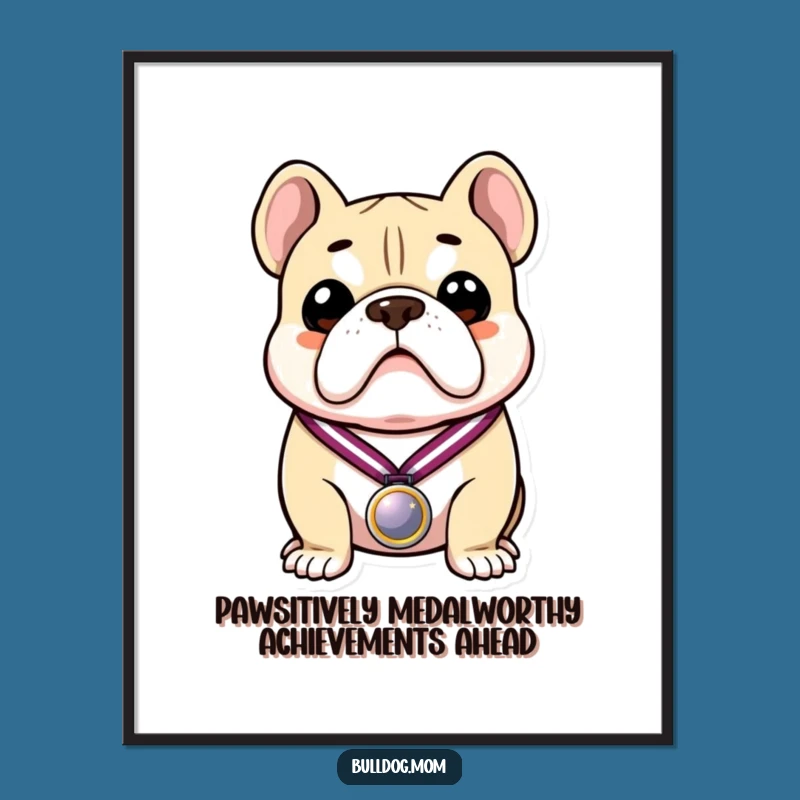 Free Printable Bulldog Art: Proud Medal Winner - Funny Downloadable Wall Decor