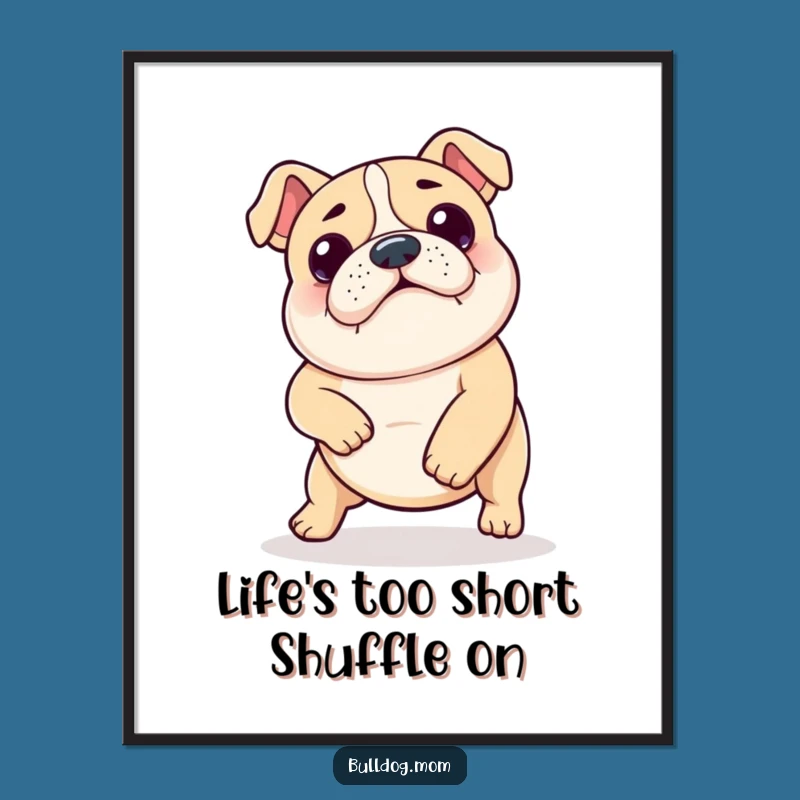 Free Printable Kawaii Bulldog Wall Art: Funny Shuffle Dance, Downloadable Decor