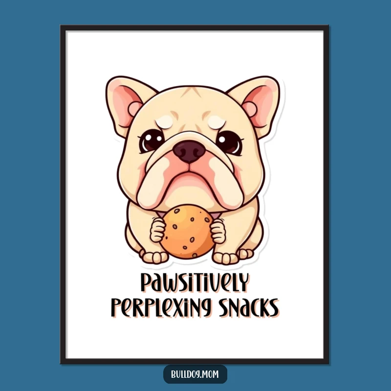 Free Printable Wall Art: Funny Kawaii Bulldog Confused Treat Decor