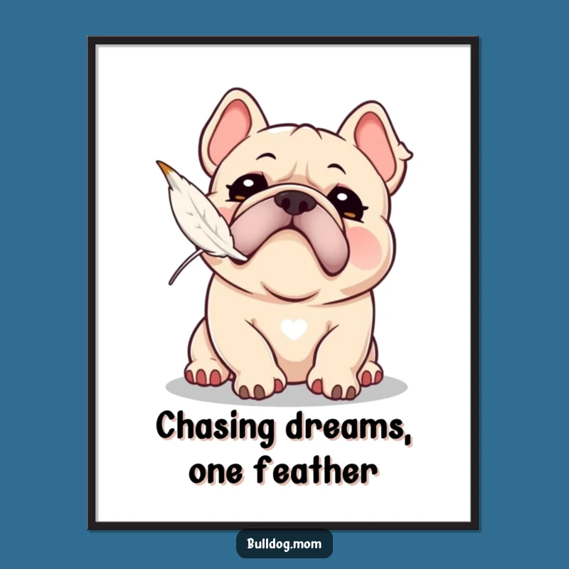 Funny Free Printable Wall Art: Bulldog Snorting Feather - Quirky Downloadable Decor