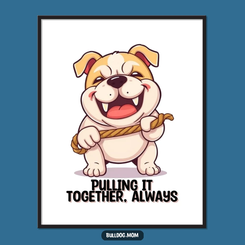 Funny Free Printable Wall Art: Bulldog Tug-of-War - Energetic Downloadable Decor