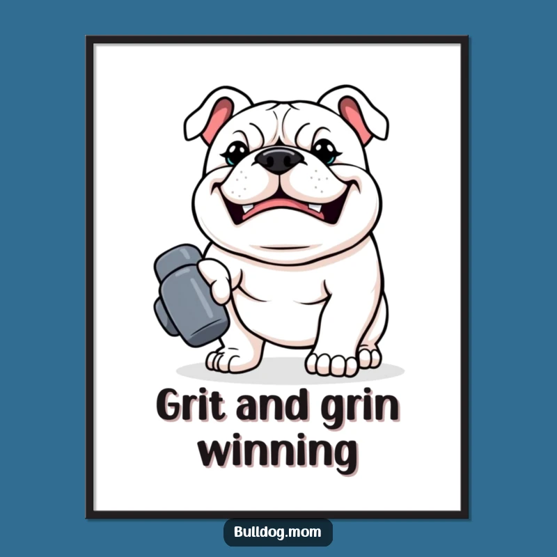 Free Printable Kawaii Bulldog Wall Art: Funny Fitness Decor, Downloadable Art