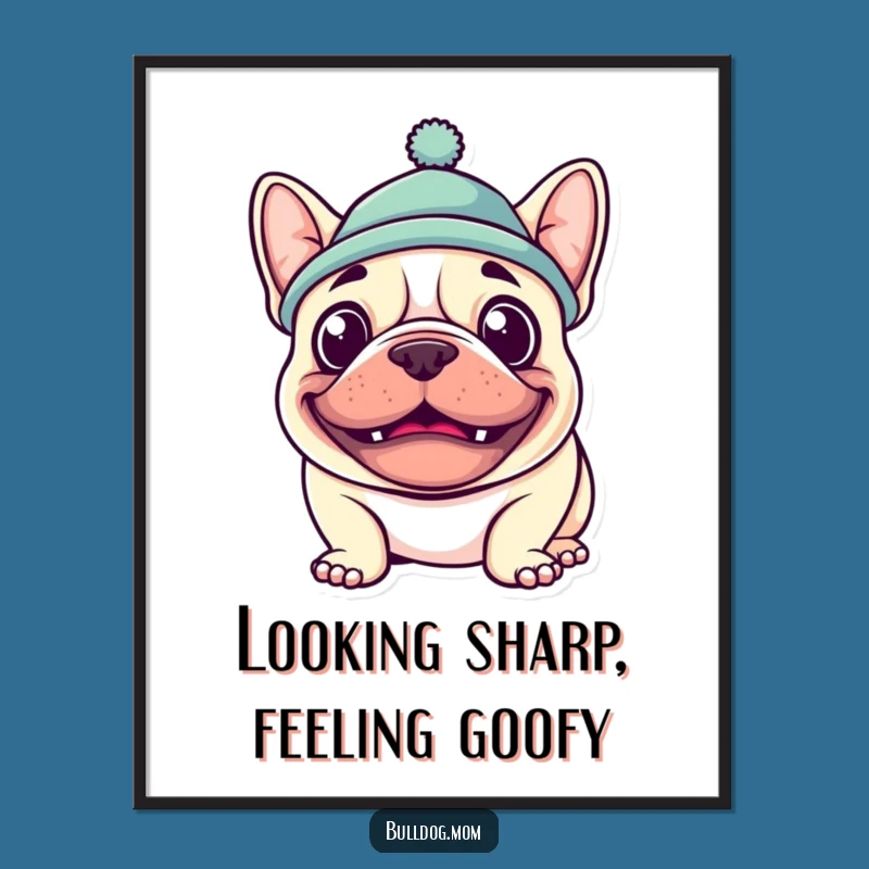 Funny Free Printable Wall Art: Goofy Bulldog in Hat for Whimsical Decor