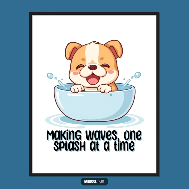 Funny Free Printable Wall Art: Giggling Bulldog Cub Splash Decor, Downloadable Gift