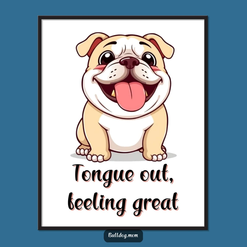 Free Printable Bulldog Art: Enthusiastic Panting - Funny Downloadable Wall Decor