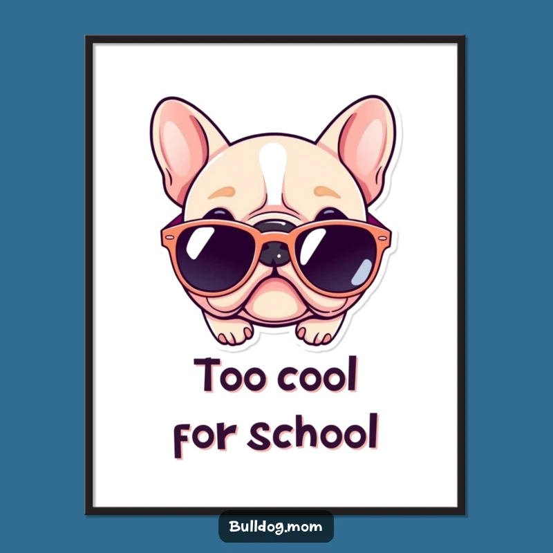 Free Printable Wall Art: Kawaii Bulldog Oversized Shades Decor