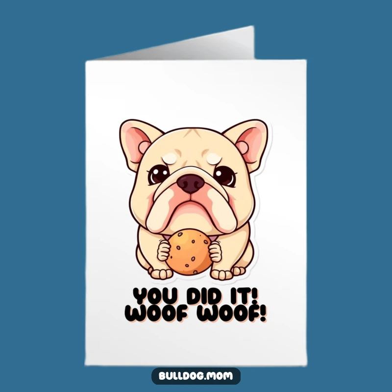 Free Printable Congrats Card: Funny Kawaii Bulldog Bewildered by Success