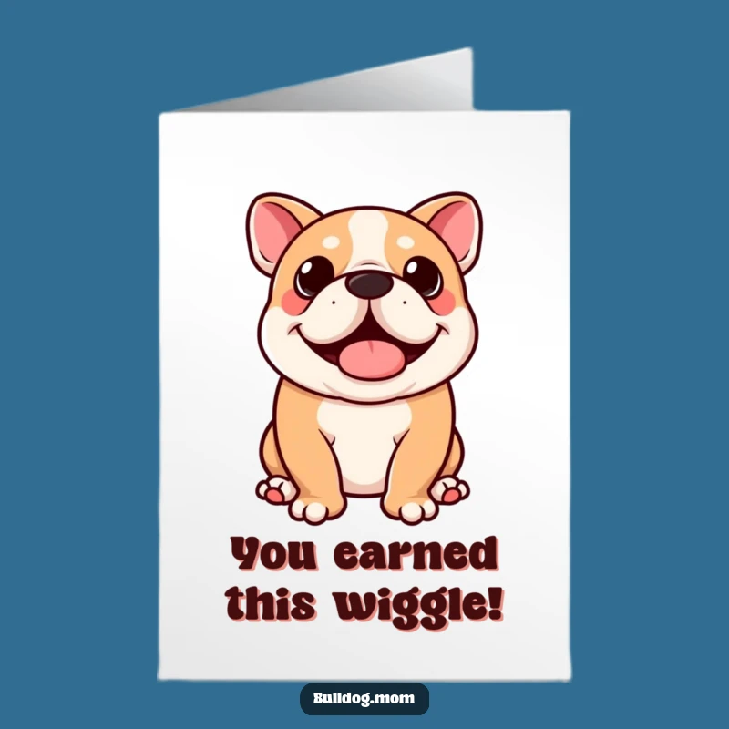 Free Printable Congrats Card: Kawaii Bulldog's Joyful Dance