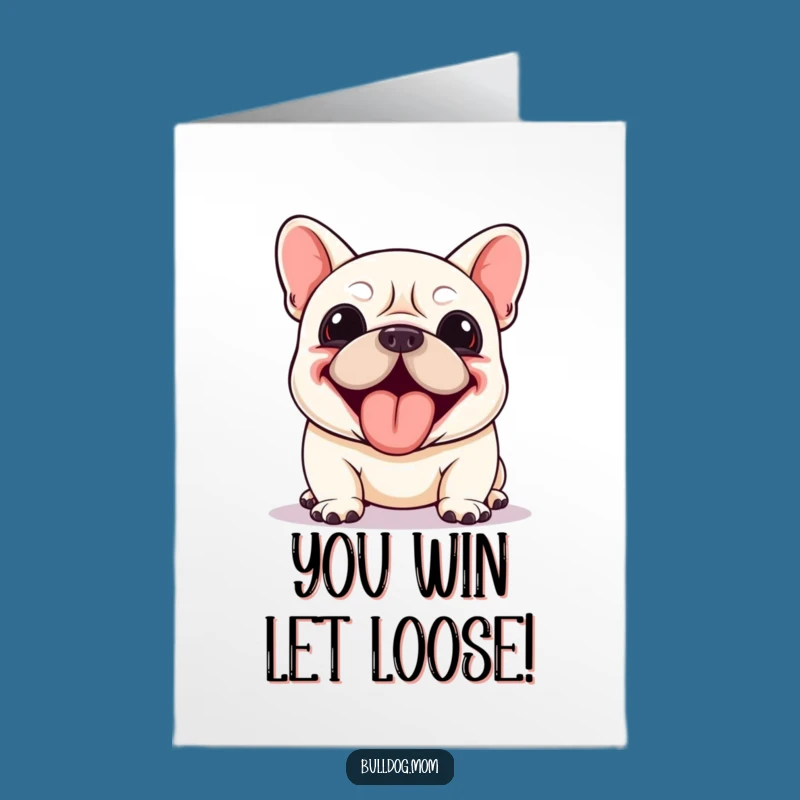 Free Printable Congrats Card: Funny Kawaii Bulldog Cheering, Awesome Downloadable Gift