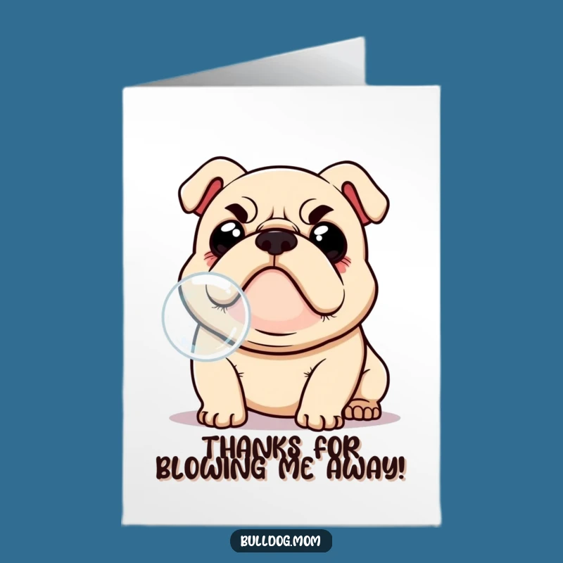 Free Printable Kawaii Bulldog Thank You Card: Funny Dog Appreciation, Instant Download