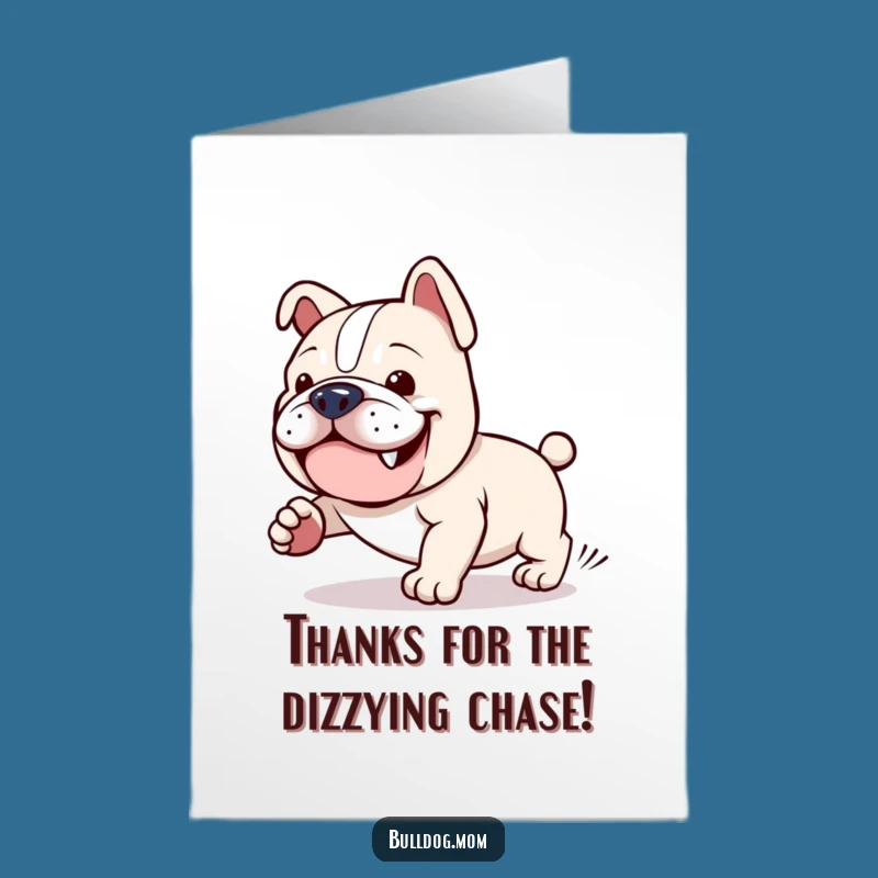 Free Printable Thank You Card: Kawaii Bulldog Tail Chase for a Silly Downloadable Gift