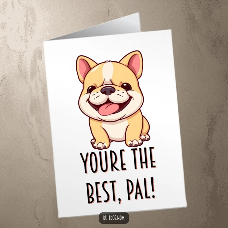 Free Printable Thank You Card featuring a beaming bulldog cub panting with a look of happy contentment.