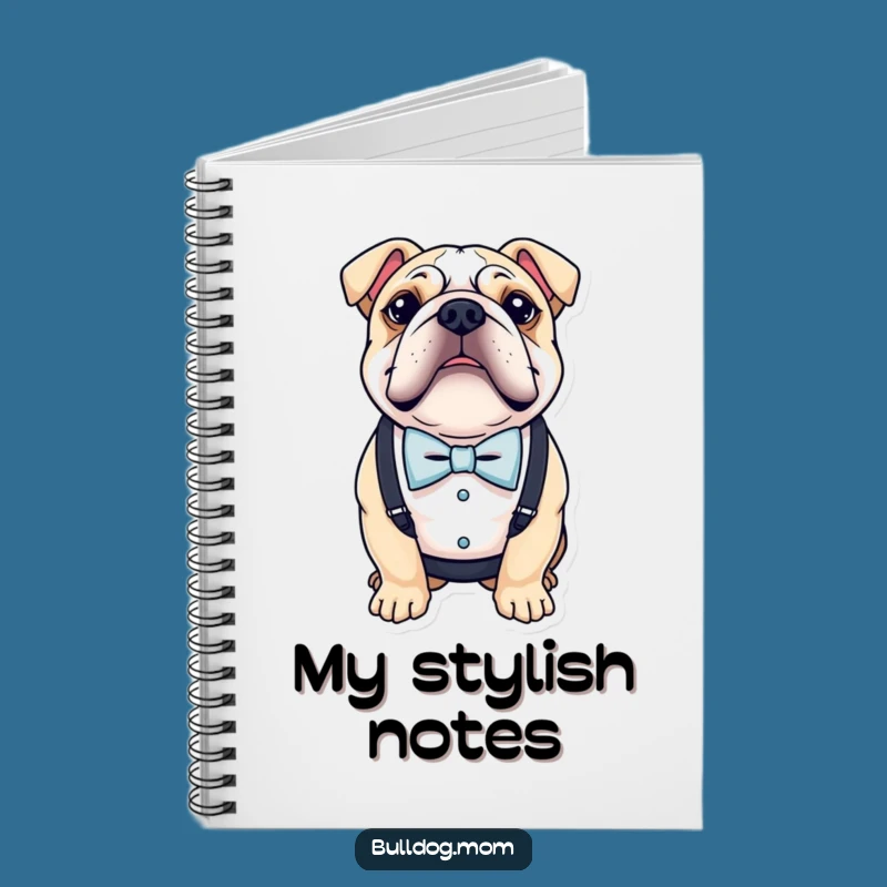 Funny Bulldog Notebook: Dapper Bow Tie Suspenders Journal Gift