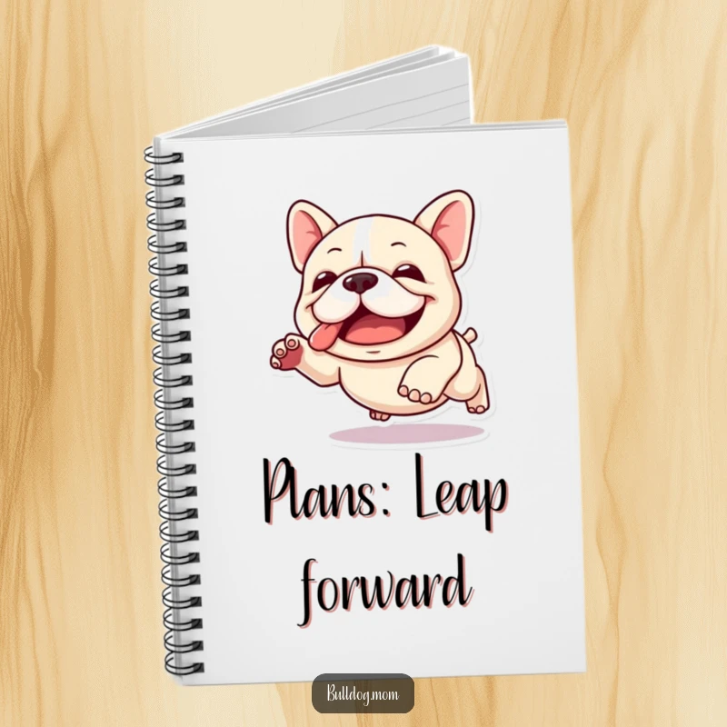 Funny Kawaii Bulldog Notebook: A cute bulldog mid-clumsy leap, perfect for jotting down thoughts and energetic ideas.