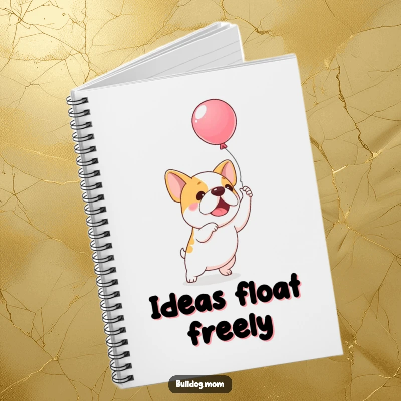 Funny Balloon Bulldog Notebook: An excited kawaii bulldog leaps towards a floating balloon, perfect for capturing bright thoughts and dreams.