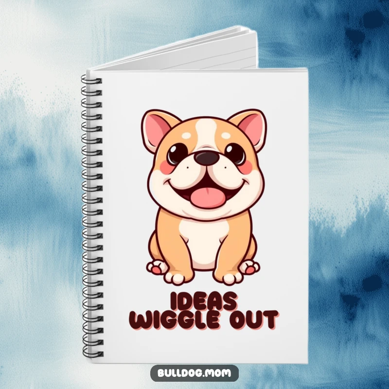 Funny Kawaii Bulldog Notebook: Adorable journal with a cute dog doing a happy wiggle, perfect for funny notes and happy thoughts.