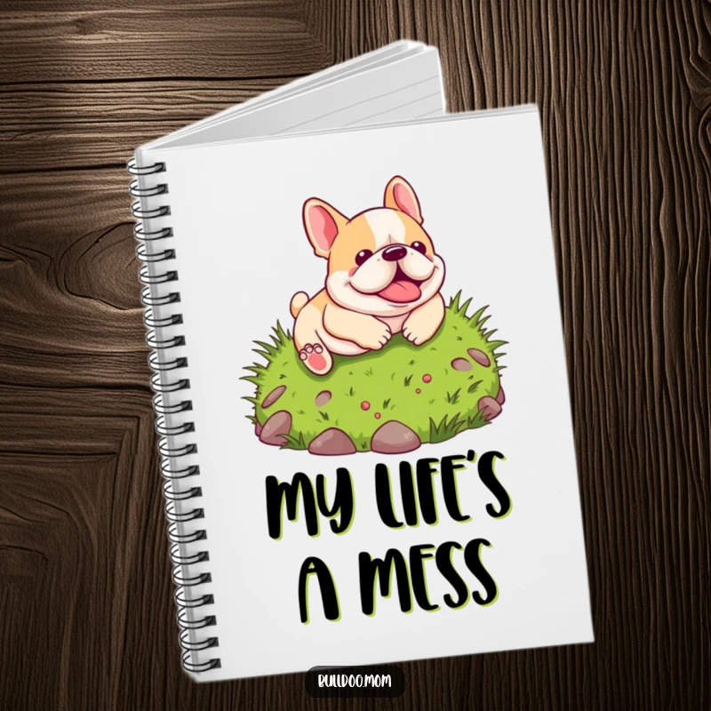 Funny Kawaii Bulldog Notebook: A cute cartoon bulldog playfully rolls down a green hill, inspiring creativity and smiles on every page.
