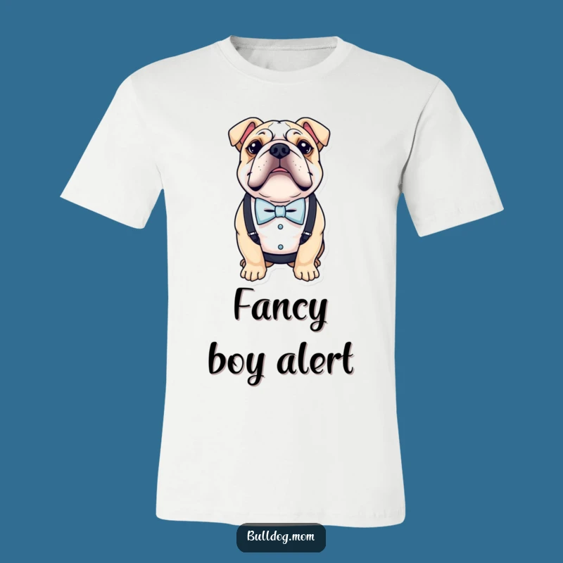 Funny Bulldog Bow Tie T-Shirt: Suspenders Style Canine Gift