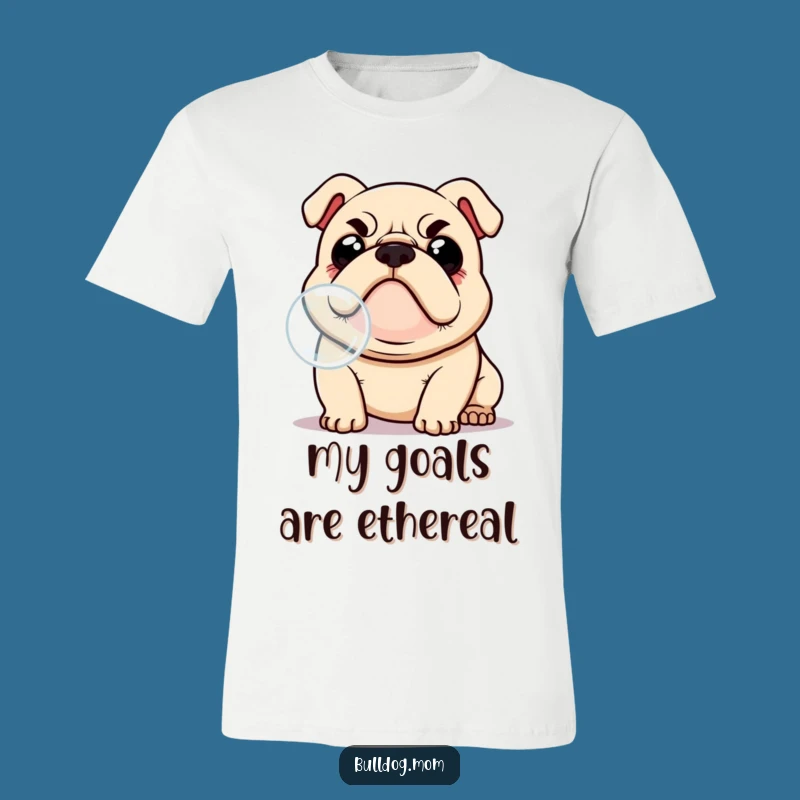Funny Kawaii Bulldog T-Shirt, Adorable Bubble Chase Tee for Humorous Moments