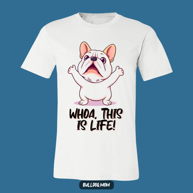 Funny Kawaii Bulldog T-Shirt: Startled Arms Flailing Tee