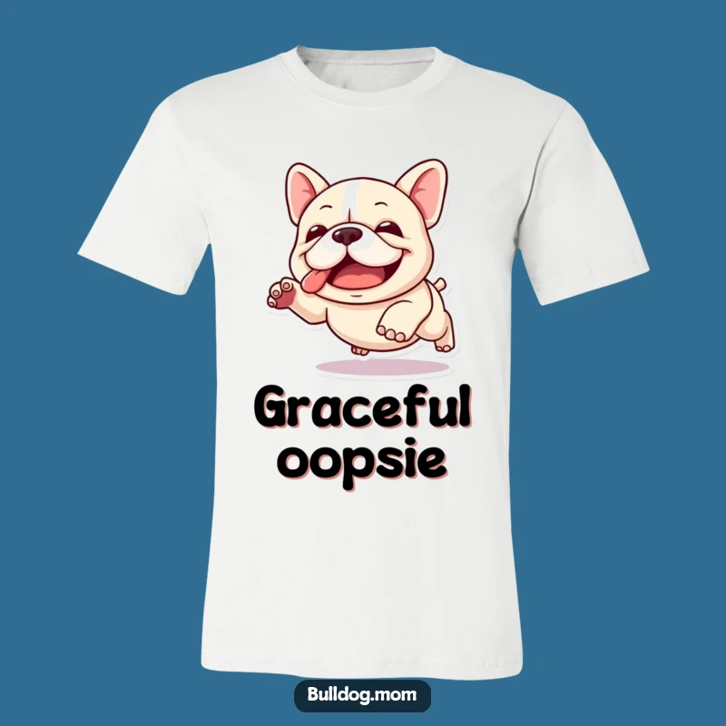 Funny Kawaii Bulldog T-Shirt: Joyful Clumsy Leap Tee